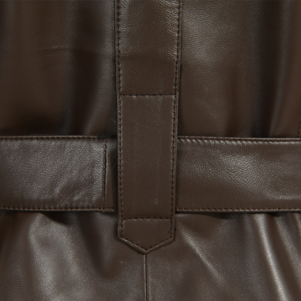 Regular Length Genuine Sheepskin Leather Coat With Real Fox Fur Collar And Cuffs Winter Women Leather Jacket Genuine