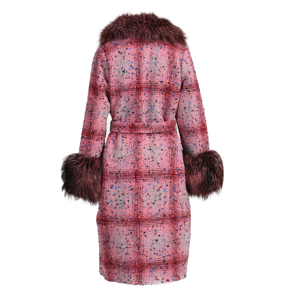 New Style Popular Double-sided Long Cashmere Coat With Real Fox Fur Wholesale Custom Wool Trench Coat Women