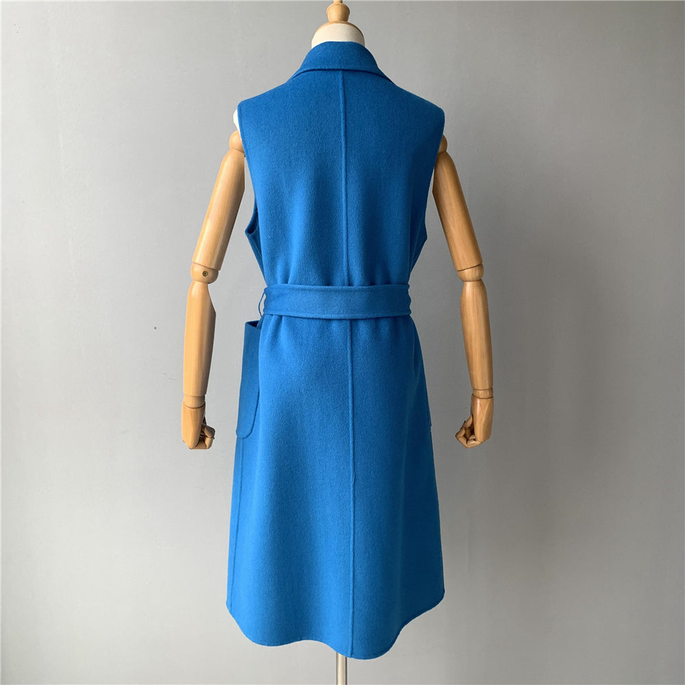 Jaxmonoy Women Cashmere Vest Modern Coat With Belt Outwear