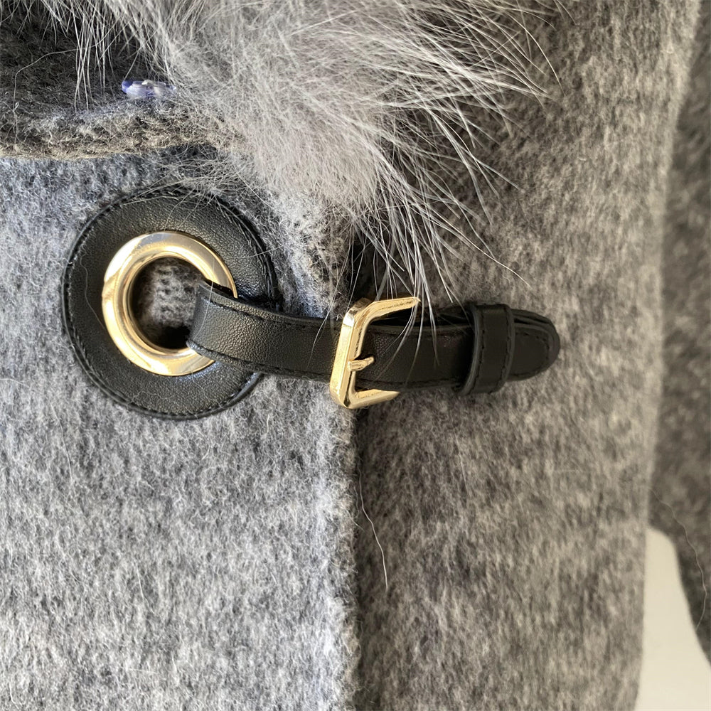 Custom High Quality Double-faced Cashmere Coat With Luxury Real Fox Fur Collar