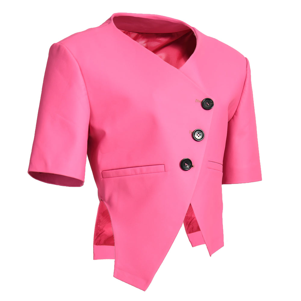 High Quality Half Sleeve Irregular Leather Jacket Latest Design For Women