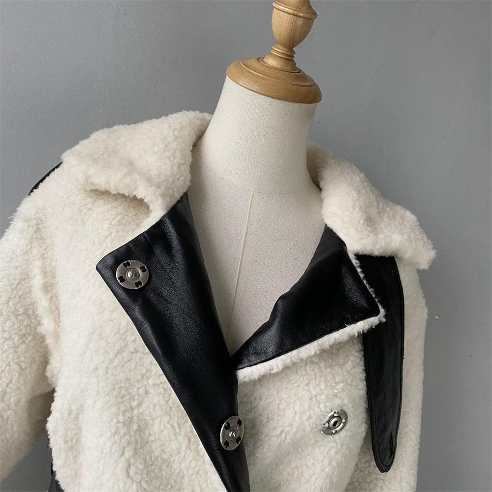 Genuine Shearling Coat With Belt Design Wholesale Custom Sheepskin Coat