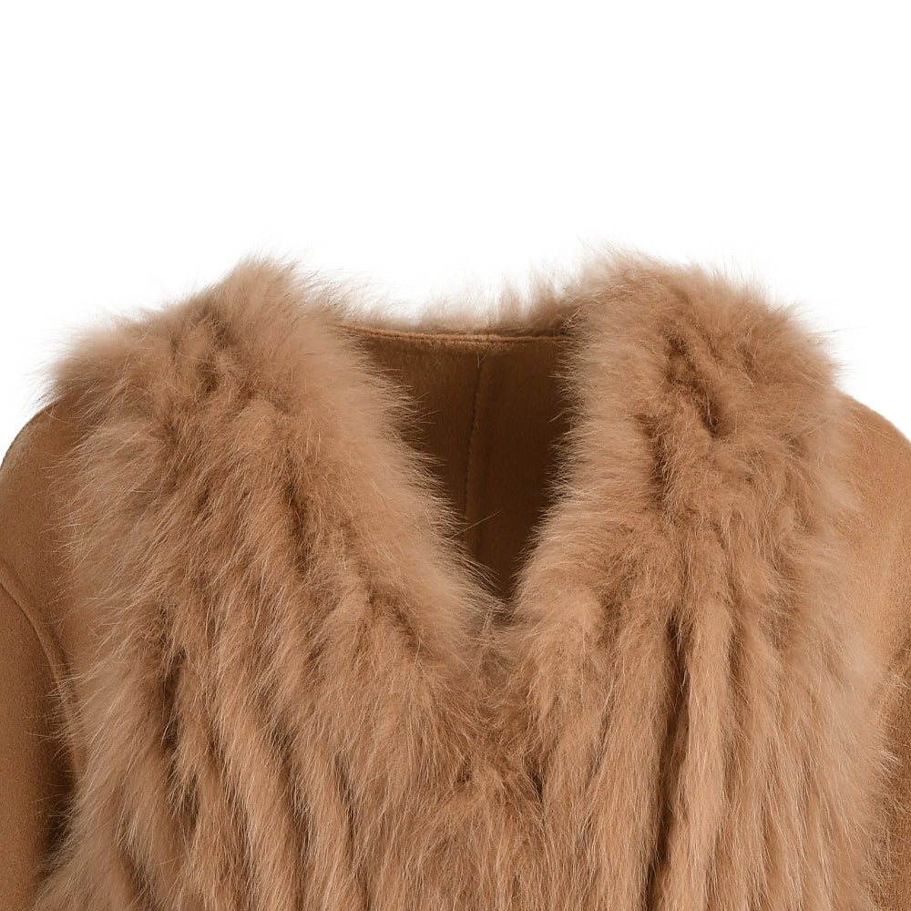V-neck Double-sided Cashmere Wool Coat Removable Fox Fur Vest