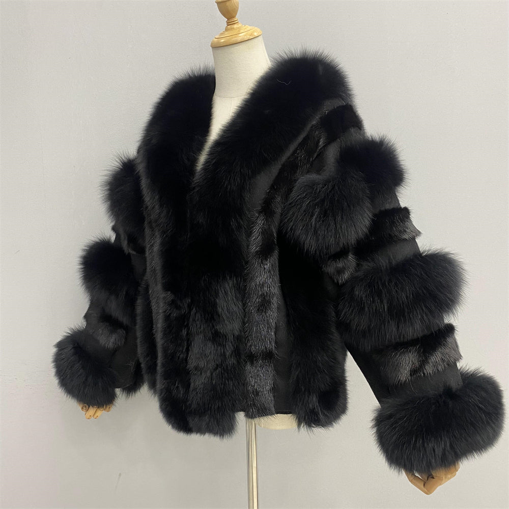 Winter Thick Warm Regular Length Genuine Fluffy Fox Fur Coat Fashion Women Real Fox Fur Coat Jacket