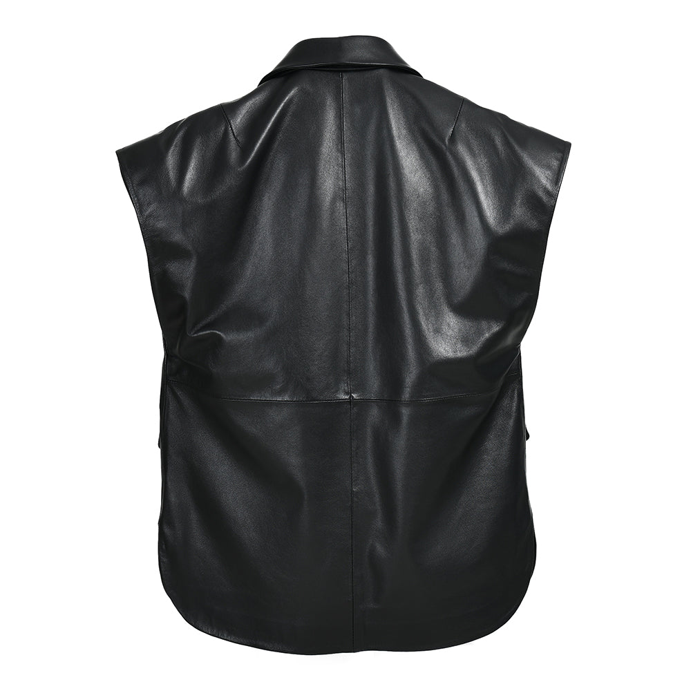Ladies High Quality Real Sheepskin Leather Gilet Women Leather Jacket Vest