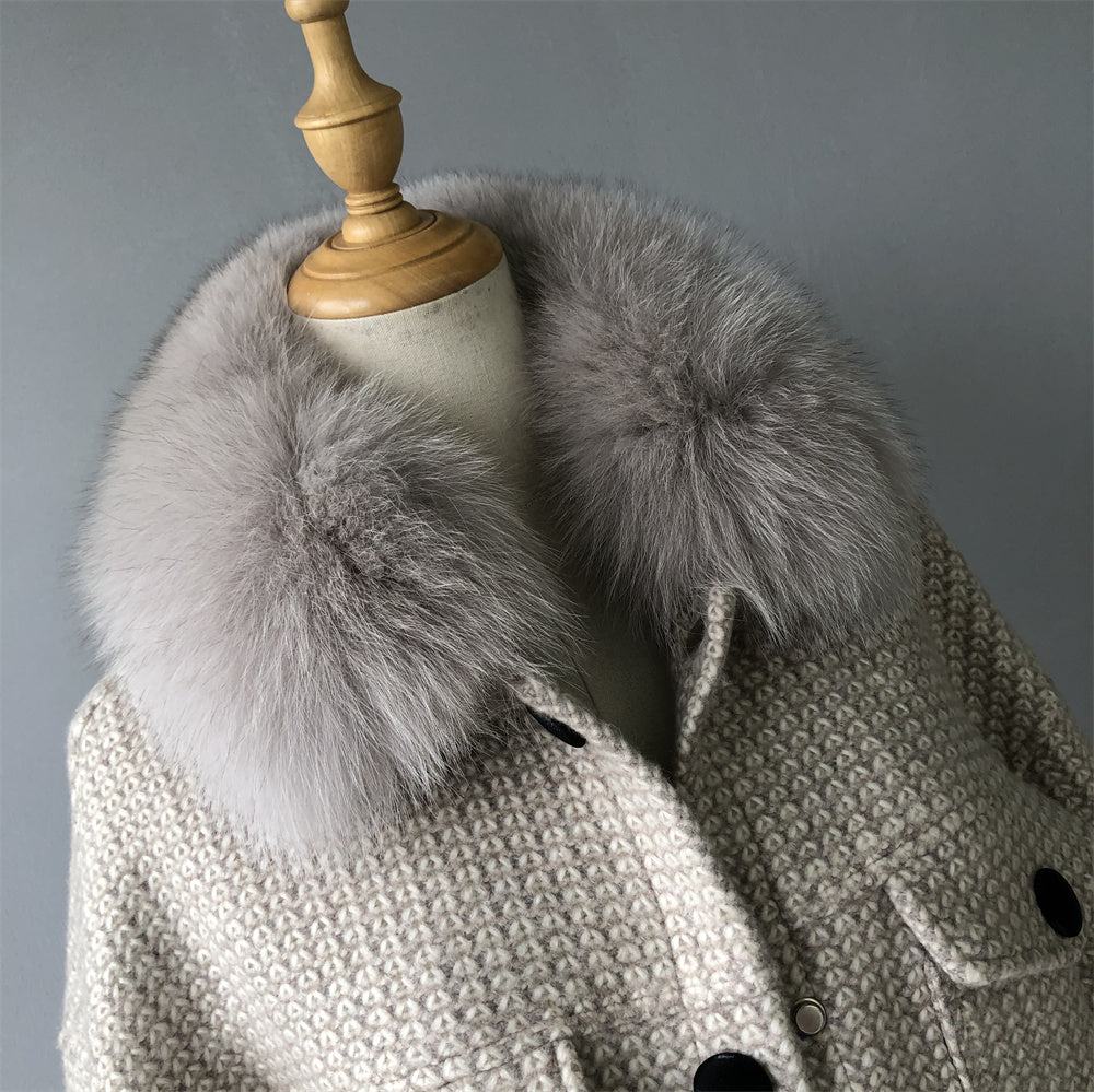 Jaxmonoy Elegant Lady Fashion Long Sleeve Turn-down Cashmere Coat