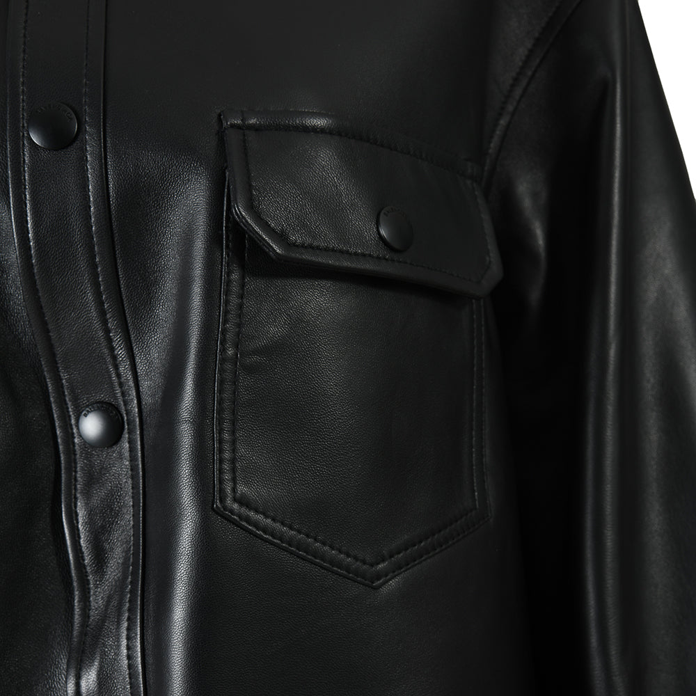 Turn-down Collar Real Sheepskin Leather Jacket for women