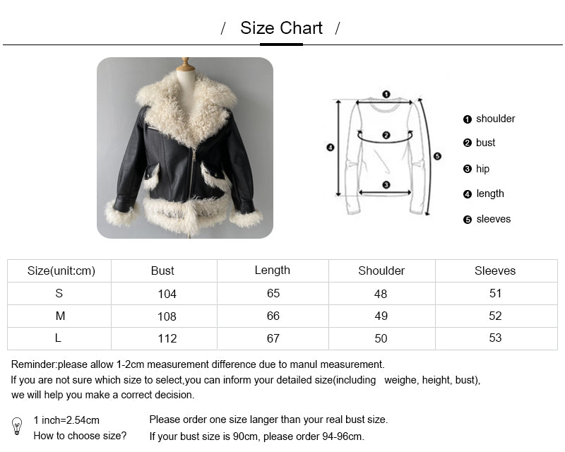 Winter Warm Thick Fahion Ladies Sharling Coat With Real Lamb Fur Custom Genuine Leather Jacket Woman Shearling