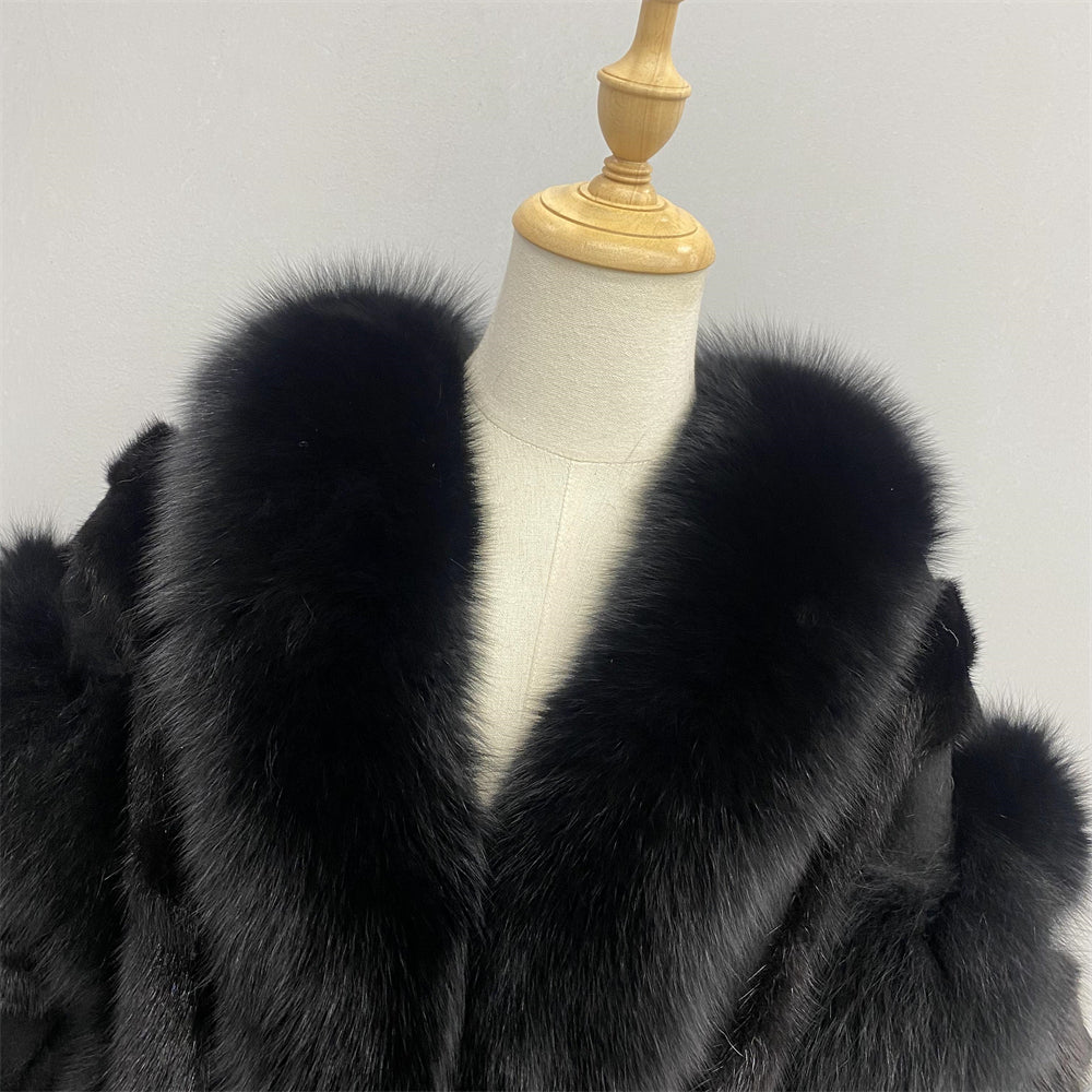 Winter Thick Warm Regular Length Genuine Fluffy Fox Fur Coat Fashion Women Real Fox Fur Coat Jacket