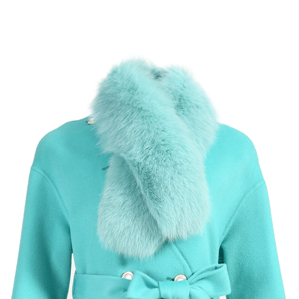 Wholesale Cashmere Coat With Real Detachable Fox Fur Scarf And Cuffs Winter High Quality Wool Blend Coats For Women