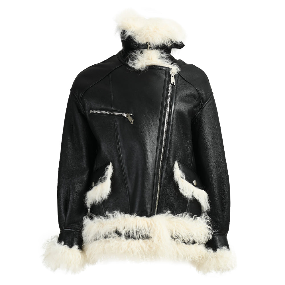 Winter Warm Thick Fahion Ladies Sharling Coat With Real Lamb Fur Custom Genuine Leather Jacket Woman Shearling