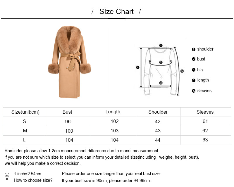 Jaxmonoy Cashmere Overcoat With Real Fur Collar And Cuffs