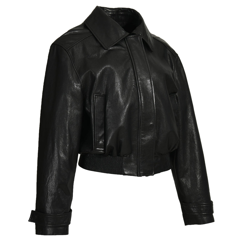 Ladies Cropped Leather Jackets Zipper Design Spring Wholesale Genuine Leather Jacket For Men
