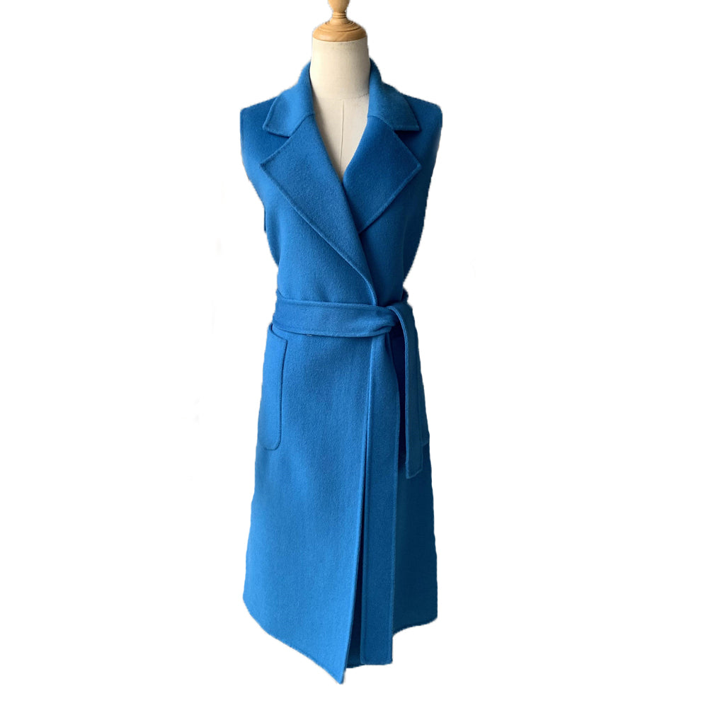 Jaxmonoy Women Cashmere Vest Modern Coat With Belt Outwear