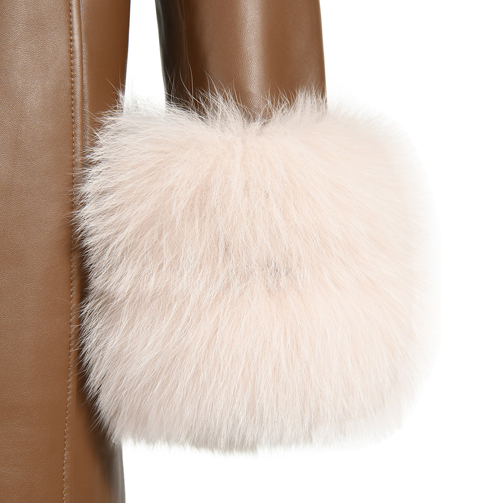 Long Leather Coats With Fur Collar And Cuffs Sheepskin Leather Jackets Unisex