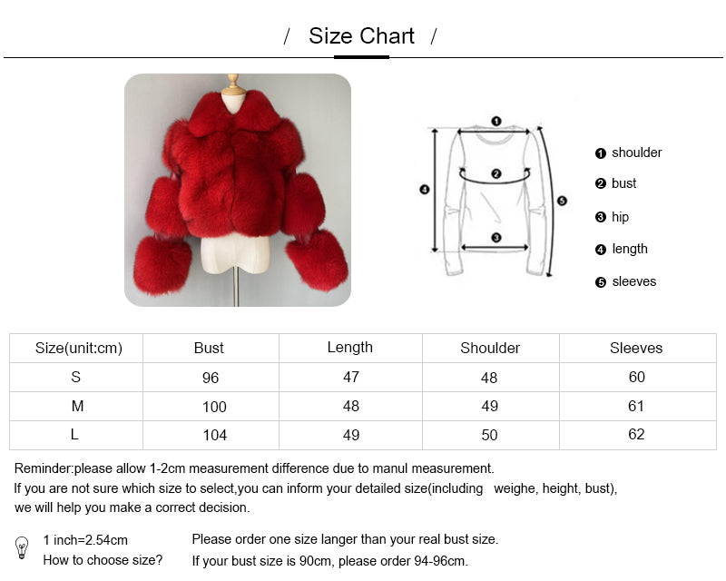 Winter Warm Real Fluffy Woman Cropped Fox Fur Jacket