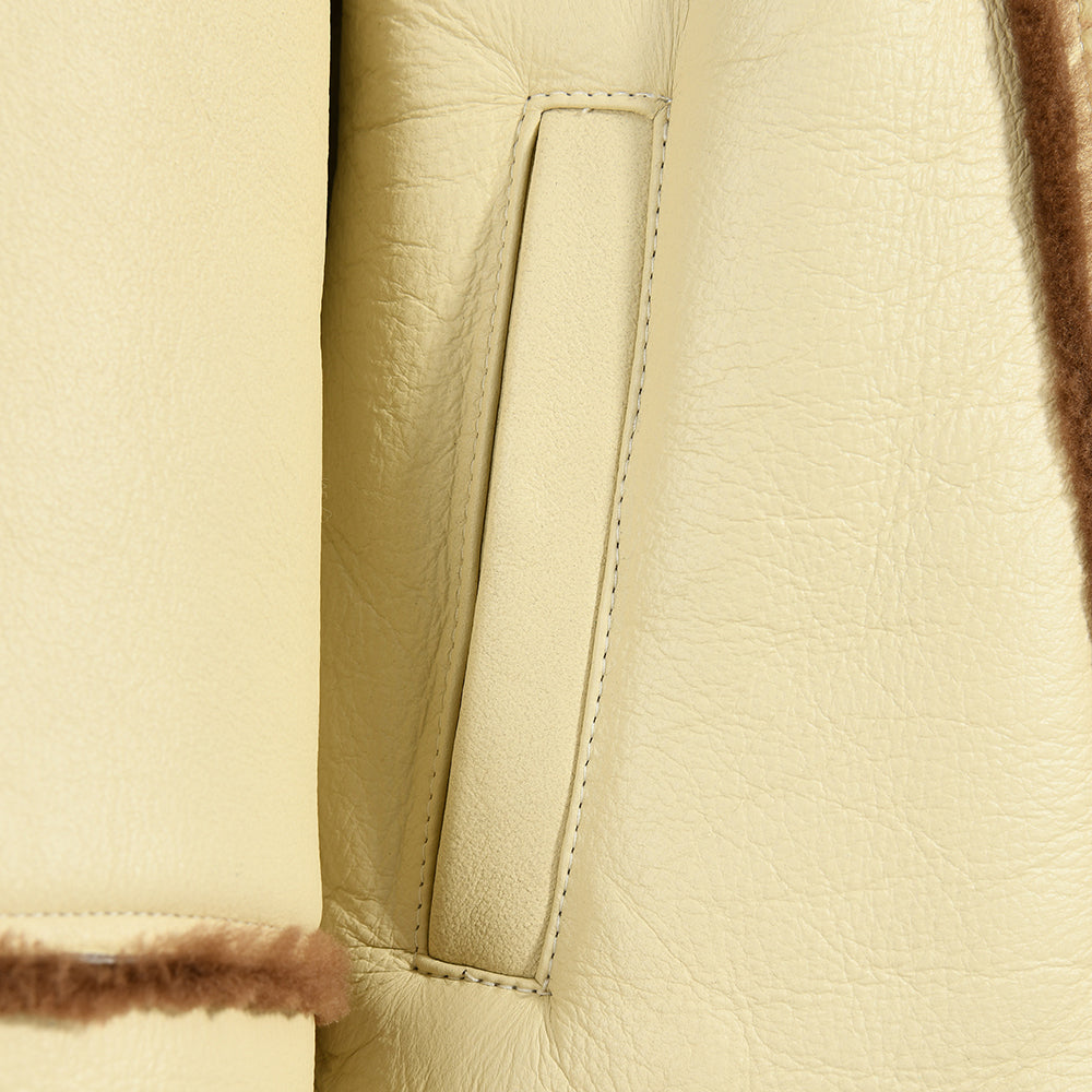 Horn Button Hooded Genuine Leather Jacket With Real Fur Winter