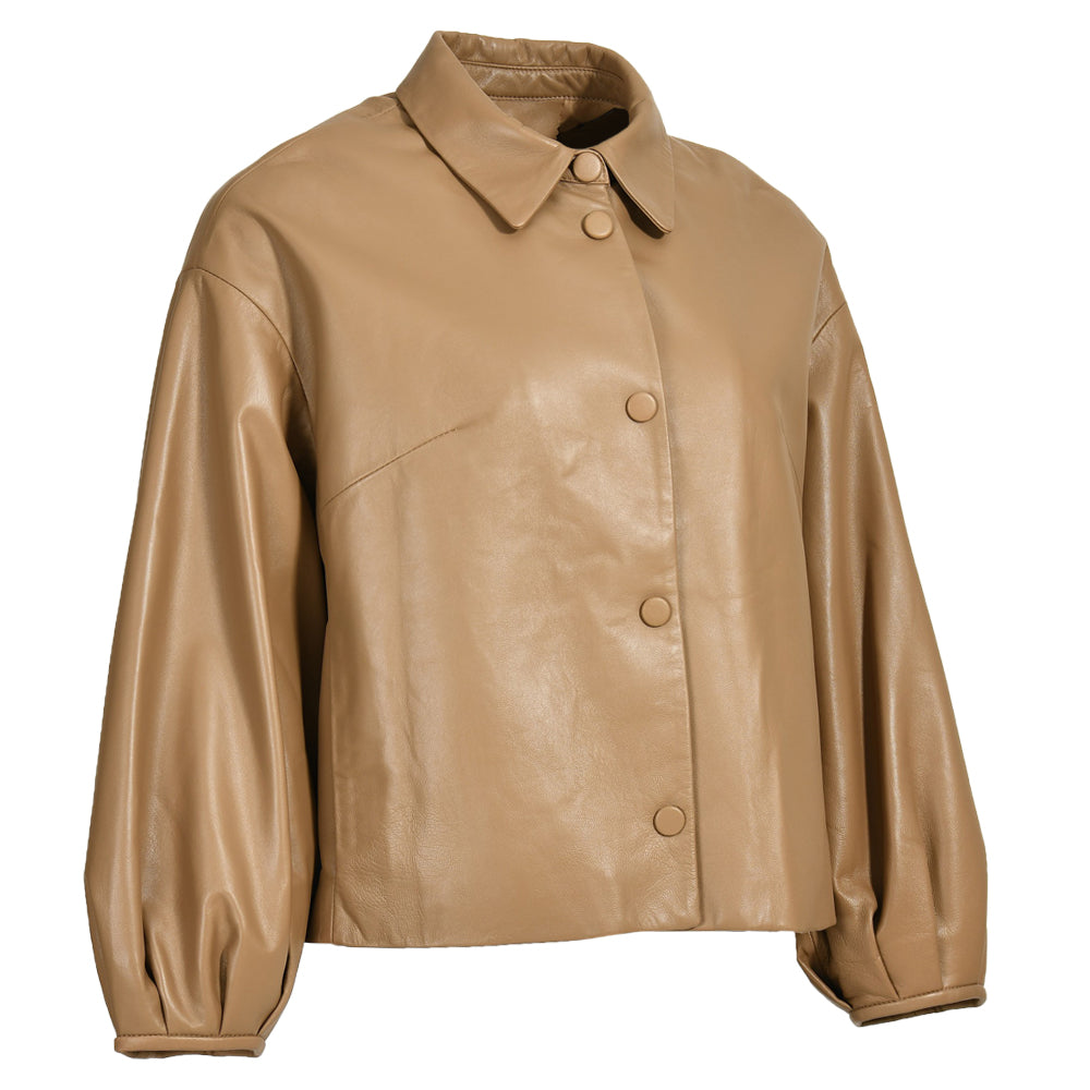 Spring Genuine Sheepskin Leather Jackets Custom Color Button Design