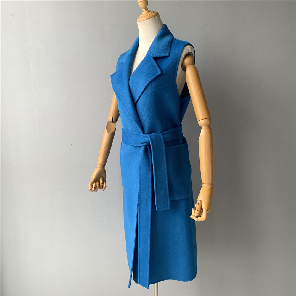 Jaxmonoy Women Cashmere Vest Modern Coat With Belt Outwear