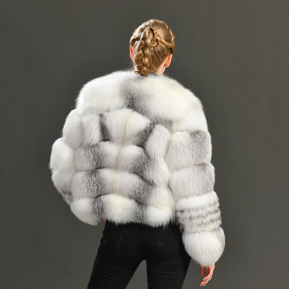 Jaxmonoy Luxury Appearance Fluffy Real Fox Fur Coat Warm Woman Custom Fur Coat