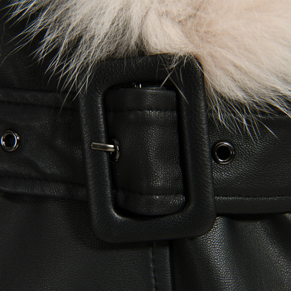 Long Leather Coats With Fur Collar And Cuffs Sheepskin Leather Jackets Unisex