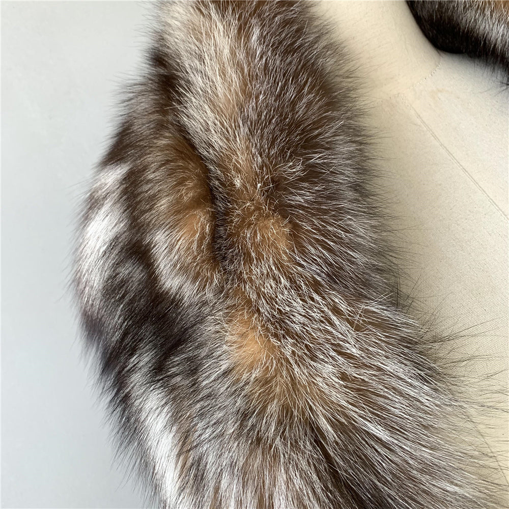 Jaxmonoy Trending Fashion Winter Luxurious Style Outwear Real Fox Fur Shawl