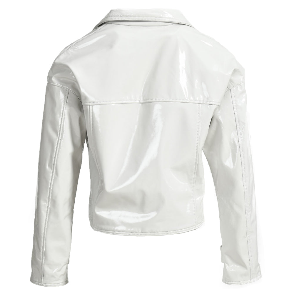 Spring Popular Custom Color Cropped Genuine Leather Jacket V-neck Collar Wholesale Fashion Women White Leather Jackets