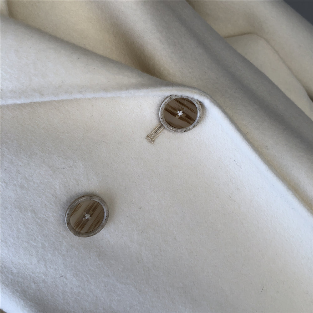 Jaxmonoy Cashmere Wool Coat Big Real Fur Collar