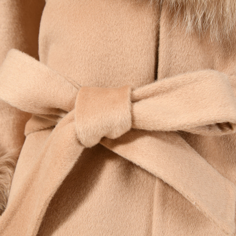 Winter Double-sided Cashmere Coat With Luxury Fox Fur Collar High Quality Cashmere Wool Blend Coats For Women