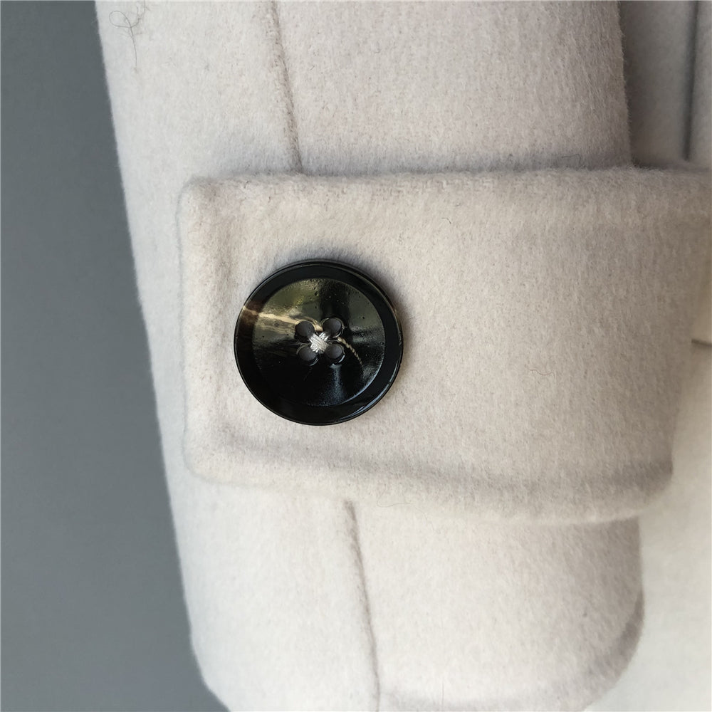Jaxmonoy Fashion Office Ladies Mid-length Style Cashmere Coat With Sheep Fleece