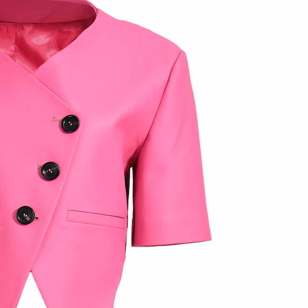 High Quality Half Sleeve Irregular Leather Jacket Latest Design For Women