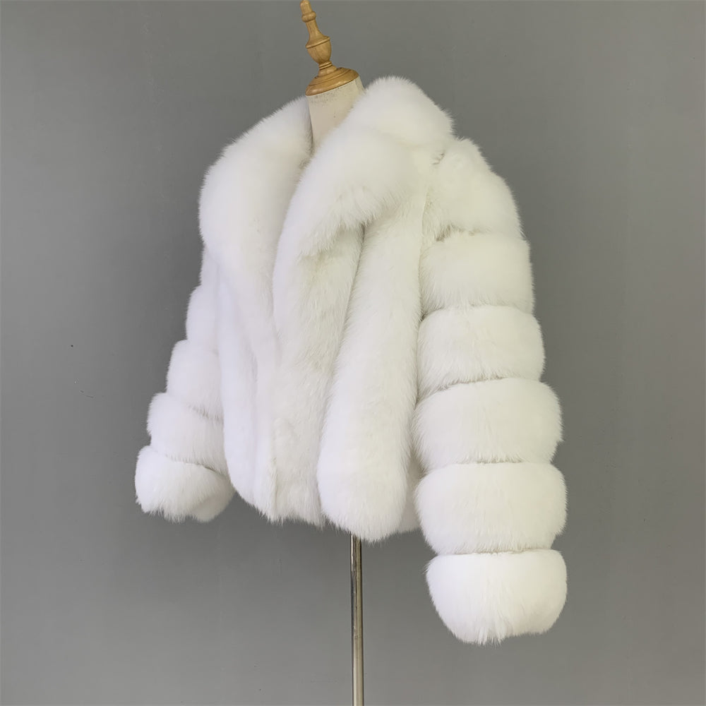 Jaxmonoy Fashion Wholesale Genuine Fox Fur Coat Women Winter Outwear Real Fox Fur Coat