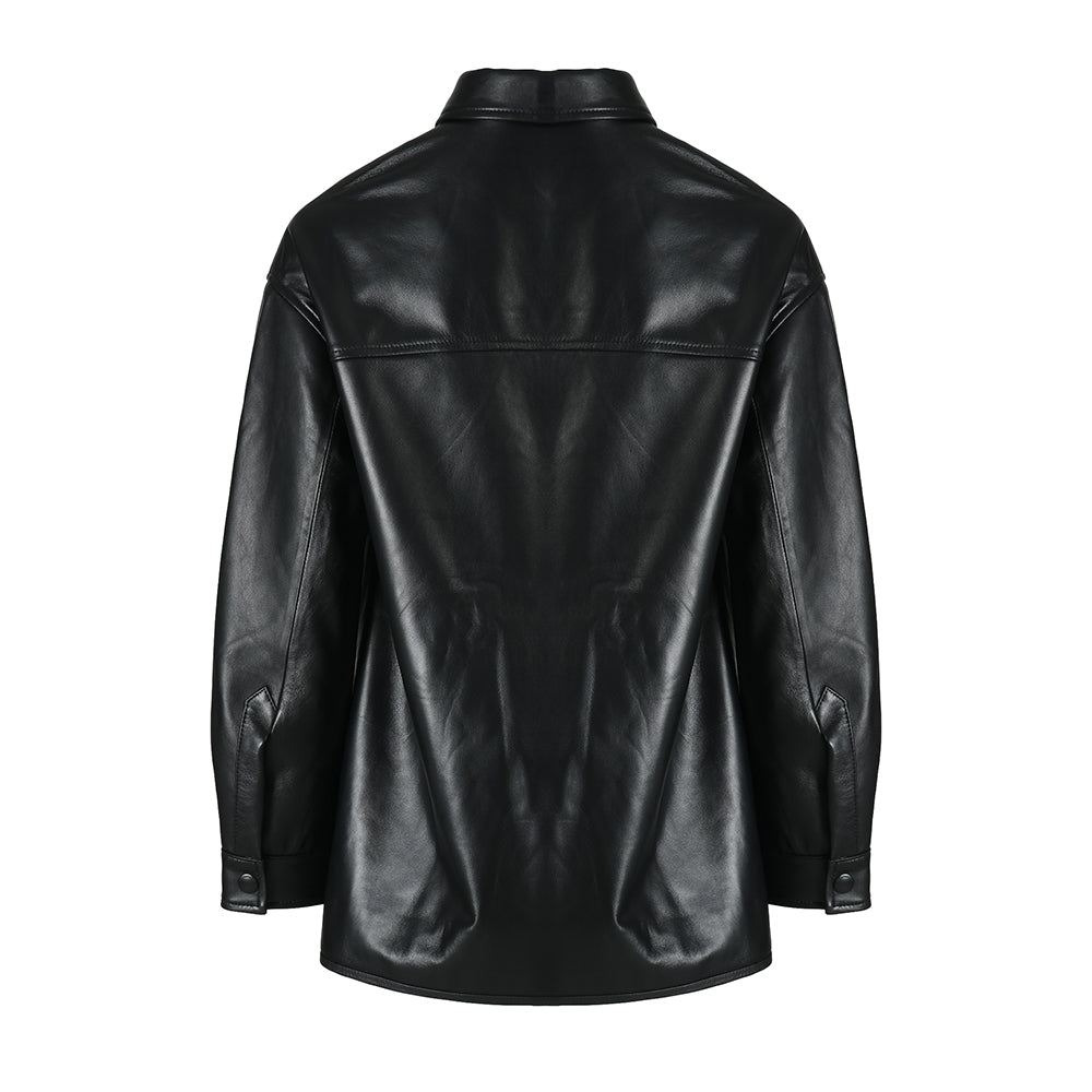 Turn-down Collar Real Sheepskin Leather Jacket for women