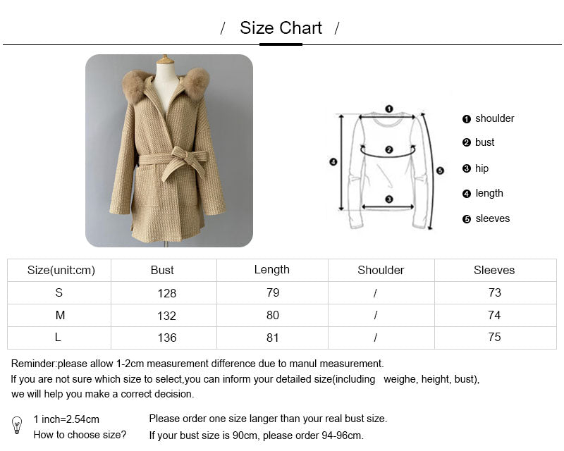 Jaxmonoy Autumn And Winter Cashmere Coat With Real Big Fur Collar