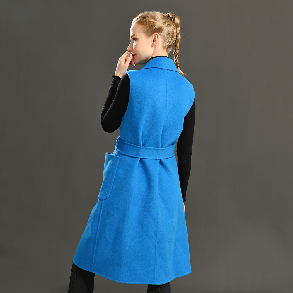 Jaxmonoy Women Cashmere Vest Modern Coat With Belt Outwear