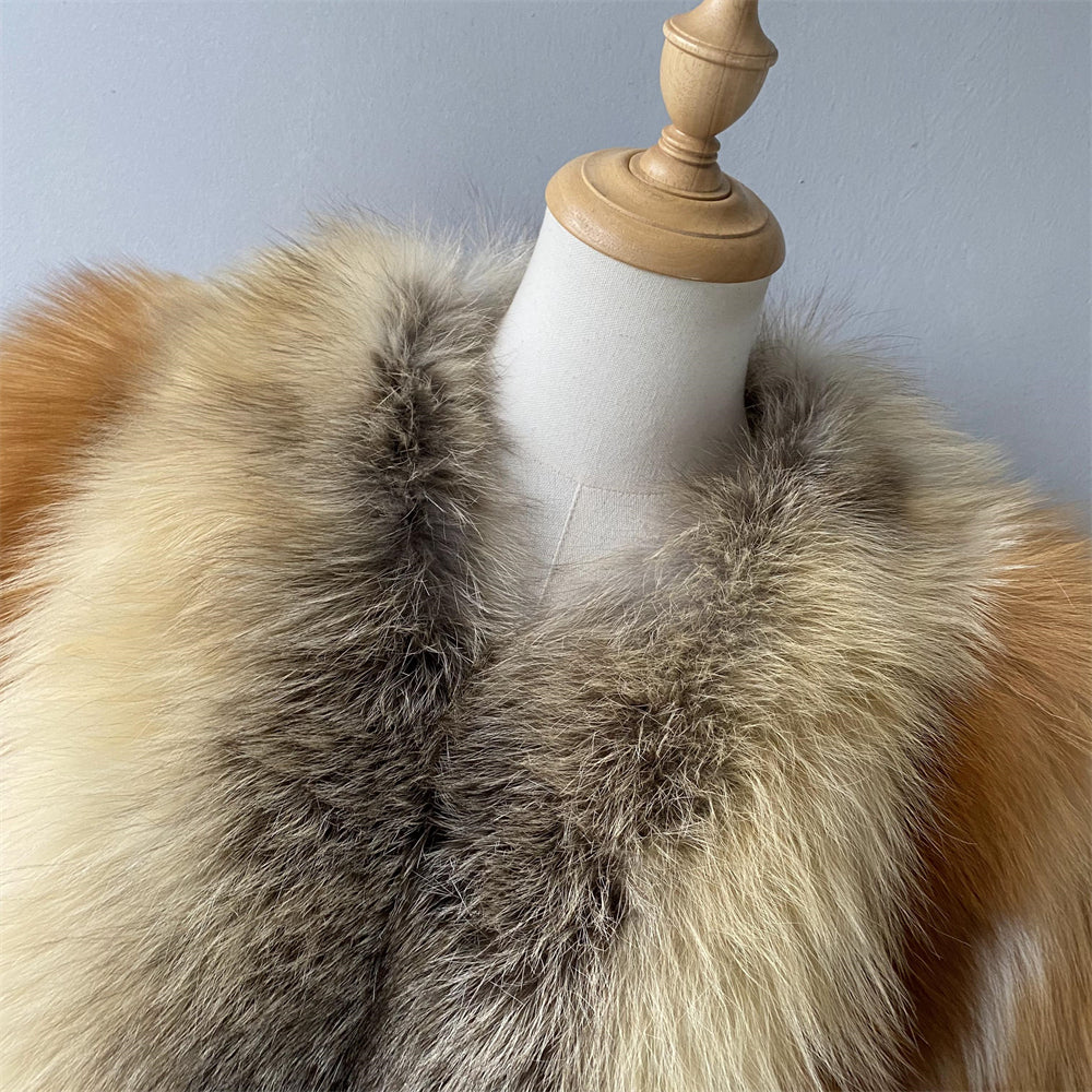 Winter Warm Thick Regular Length Ladies Genuine Fluffy Fox Fur Coat Custom Wholesale Women Real Fox Fur Coat