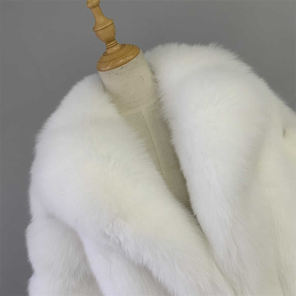 Jaxmonoy Fashion Wholesale Genuine Fox Fur Coat Women Winter Outwear Real Fox Fur Coat