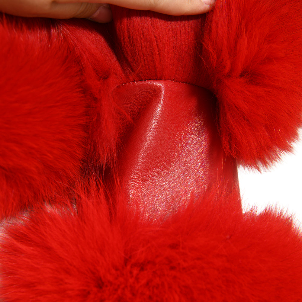 Winter Warm Real Fluffy Woman Cropped Fox Fur Jacket