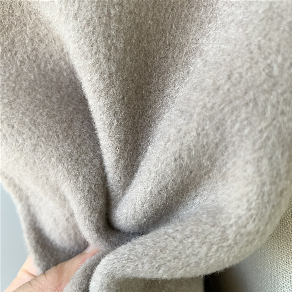 Jaxmonoy Long Style Cashmere Coat With Turn-down Real Fur Collar