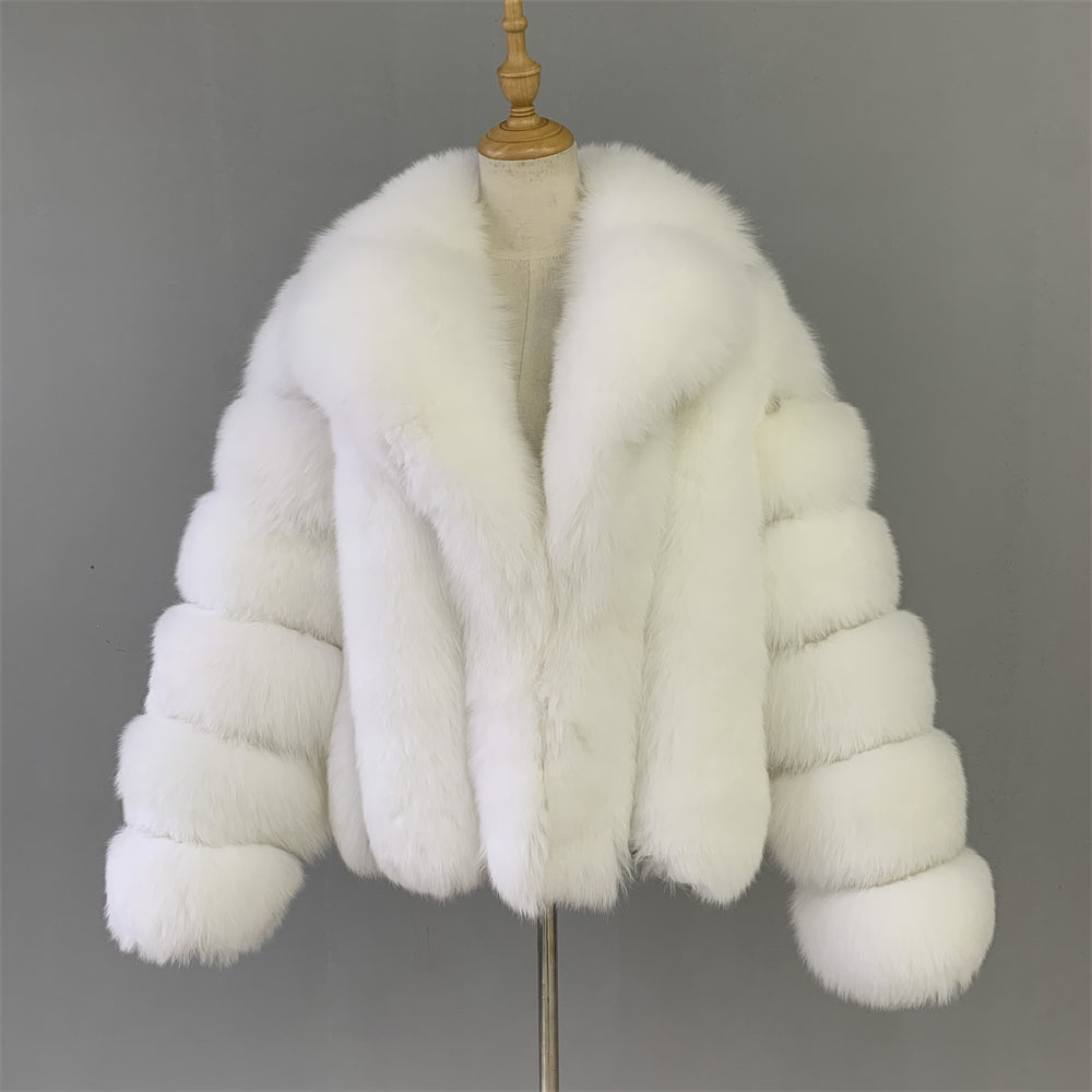 Jaxmonoy Fashion Wholesale Genuine Fox Fur Coat Women Winter Outwear Real Fox Fur Coat