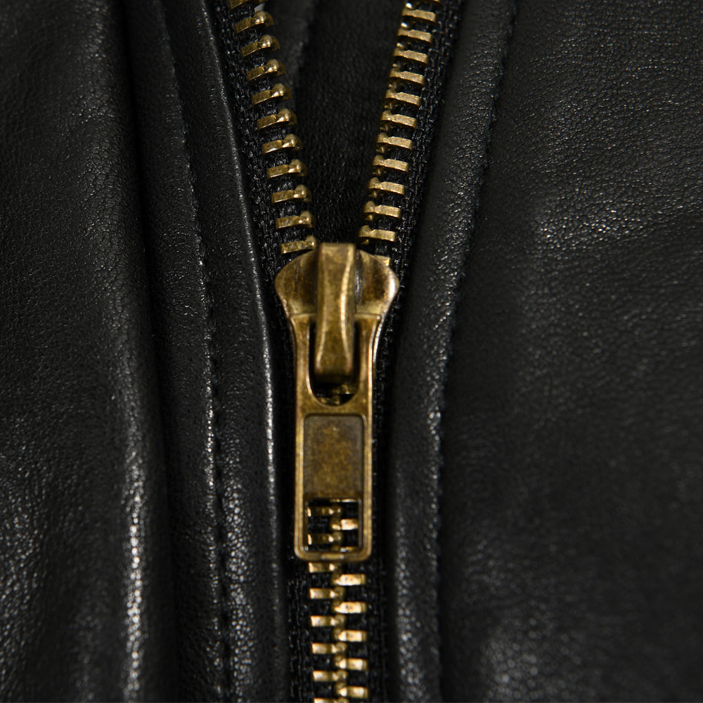 Ladies Cropped Leather Jackets Zipper Design Spring Wholesale Genuine Leather Jacket For Men
