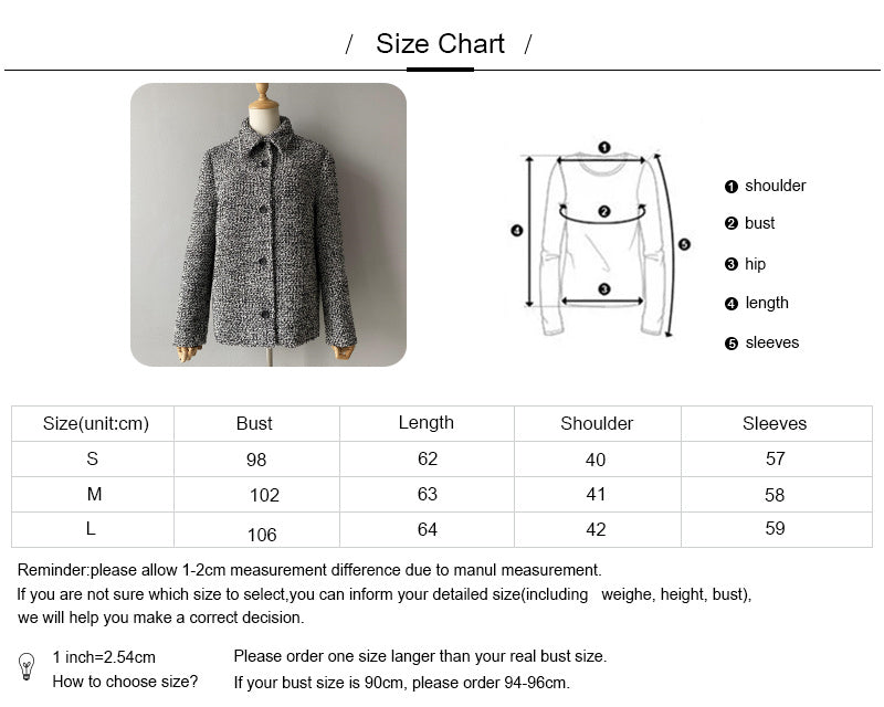 Mix Color Single Breased Button Wool Blends Jacket For Women