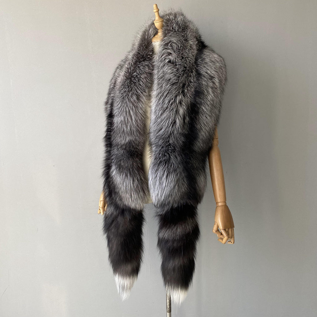 Jaxmonoy Trending Fashion Winter Luxurious Style Outwear Real Fox Fur Shawl