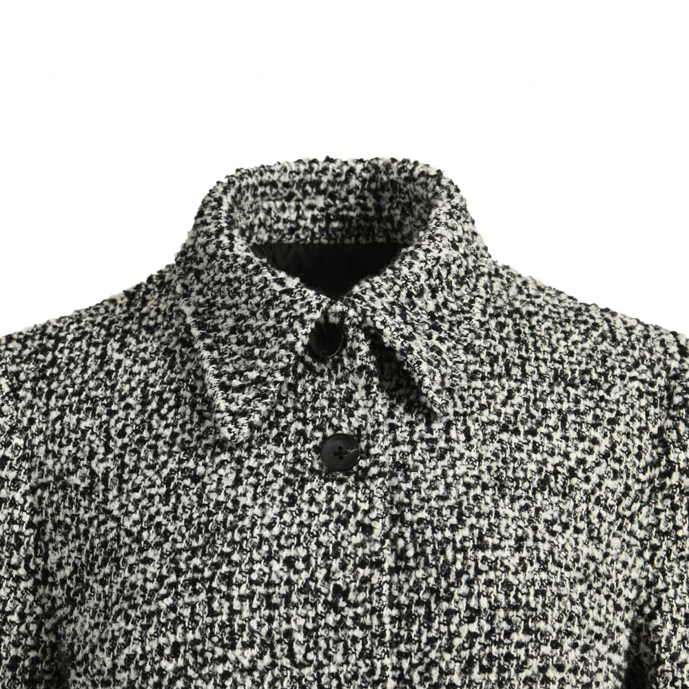 Mix Color Single Breased Button Wool Blends Jacket For Women