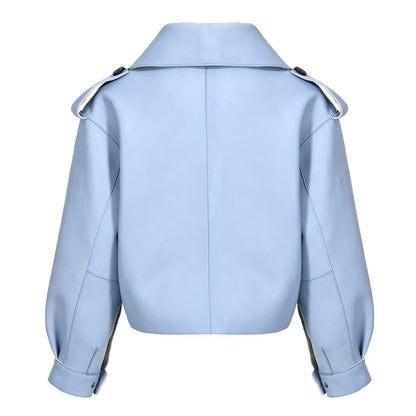 Women Plus Size Colorful Pure Genuine Real Sheep Skin Leather Jacket