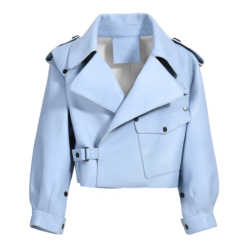 Women Plus Size Colorful Pure Genuine Real Sheep Skin Leather Jacket