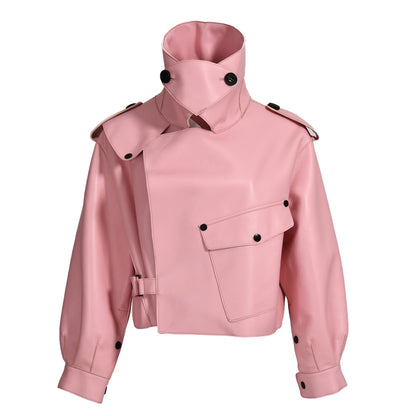 Women Plus Size Colorful Pure Genuine Real Sheep Skin Leather Jacket