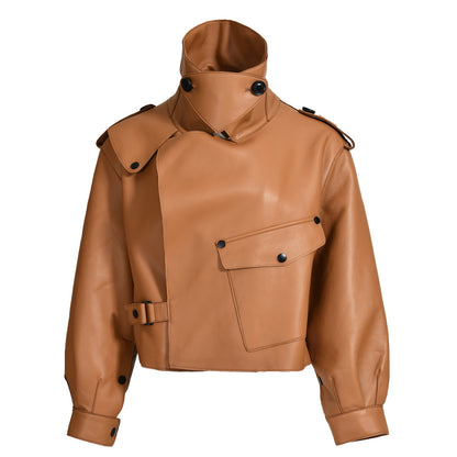 Women Plus Size Colorful Pure Genuine Real Sheep Skin Leather Jacket