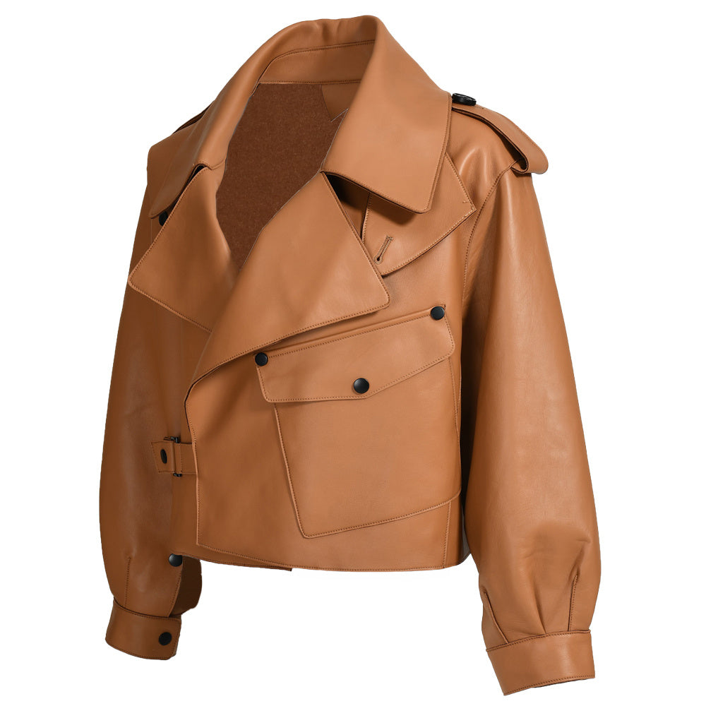 Women Plus Size Colorful Pure Genuine Real Sheep Skin Leather Jacket