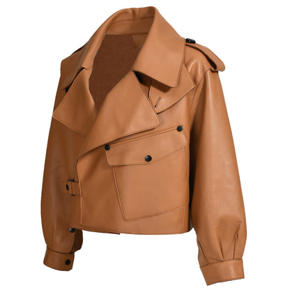 Women Plus Size Colorful Pure Genuine Real Sheep Skin Leather Jacket